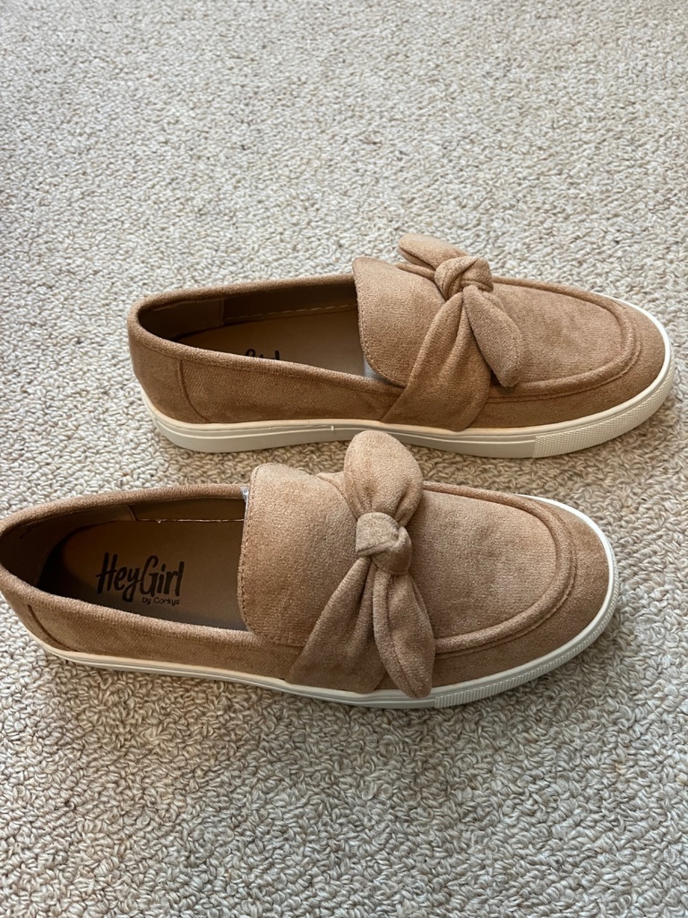 Corkys Suede Bow Loafers in Camel Brown 8 - Picture 4 of 6